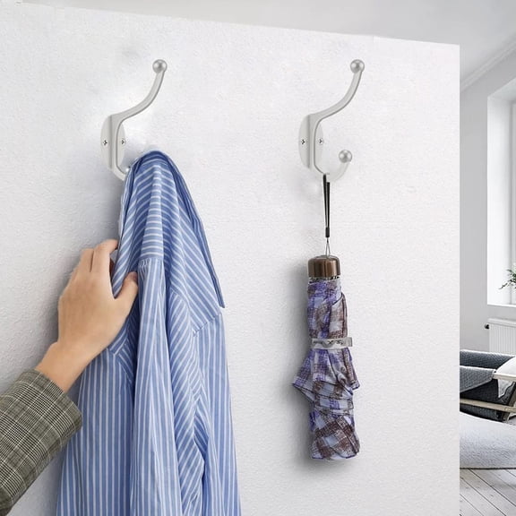 Wall Hooks, 20Pcs Coat Hooks Hardware Towel Hooks for Hanging Coats Double No Rust Black Robe Hooks Wall Mounted with Screws for Key, Towel, Bags, Cup, Hat