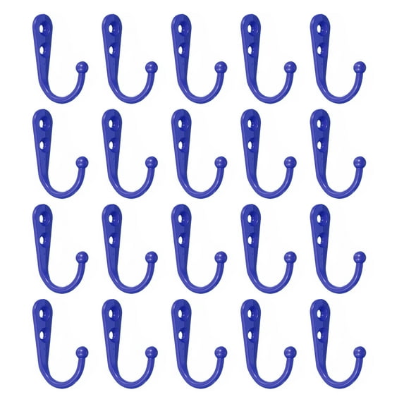 Wall Hooks, 20Pcs - Zinc Alloy Single Prong Wall Mounted Clothes Hook, Double Hole Hooks for Hanging Towel (Blue)