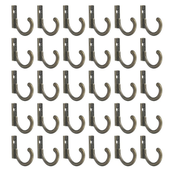 Wall Hooks, 30 Pack - Zinc Alloy Single Prong Vintage Clothes Hook, Hooks for Hanging Coat Backpack (Bronze,24mm)