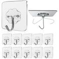thumbnail image 1 of Wall Hooks 33lbs/15Kg(Max) Transparent Reusable Seamless Hooks for Hanging,Waterproof Oilproof Bathroom Kitchen Heavy Duty Adhesive Hooks,Coat Hooks, Utility Towel Bath Ceiling Hooks (12Pack), 1 of 6