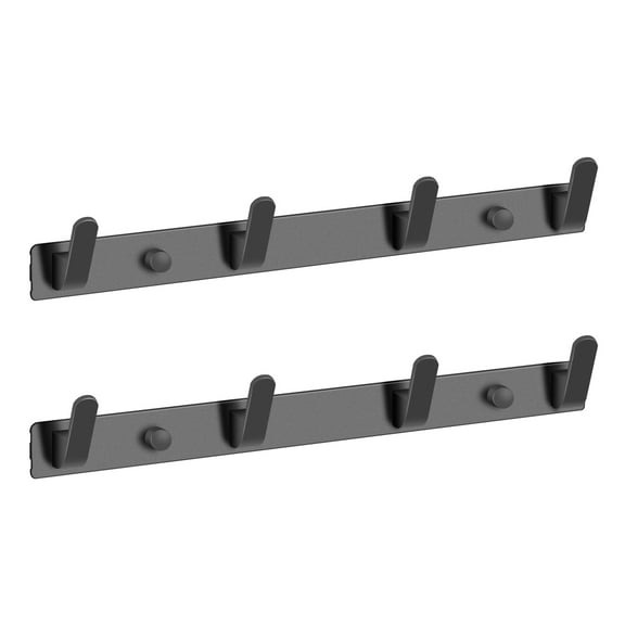 Wall Hooks, 4 Grey Horizontal Hooks, Horizontal Wall Bracket, Set of 2, Metal