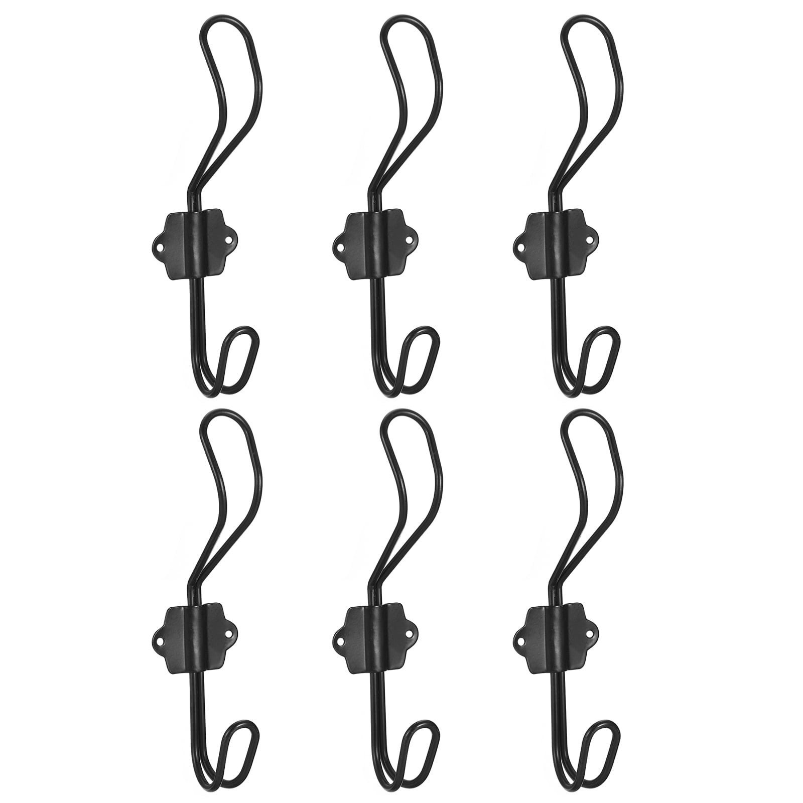 Wall Hooks, 6Pcs Metal Double Prong Decorative Vintage Coat Hook, Wall