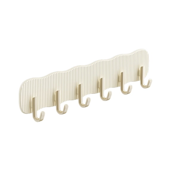 Wall Hooks Adhesive Hanging Rack with 6 Hooks for Bathroom Kitchen Entryway Storage Decor