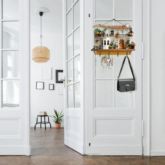 Wall Hooks Decorative Key Hangers Wooden Cottage Style Entryway Organizer for Home Storage Durable Hanging Solution for Living Room Hallway