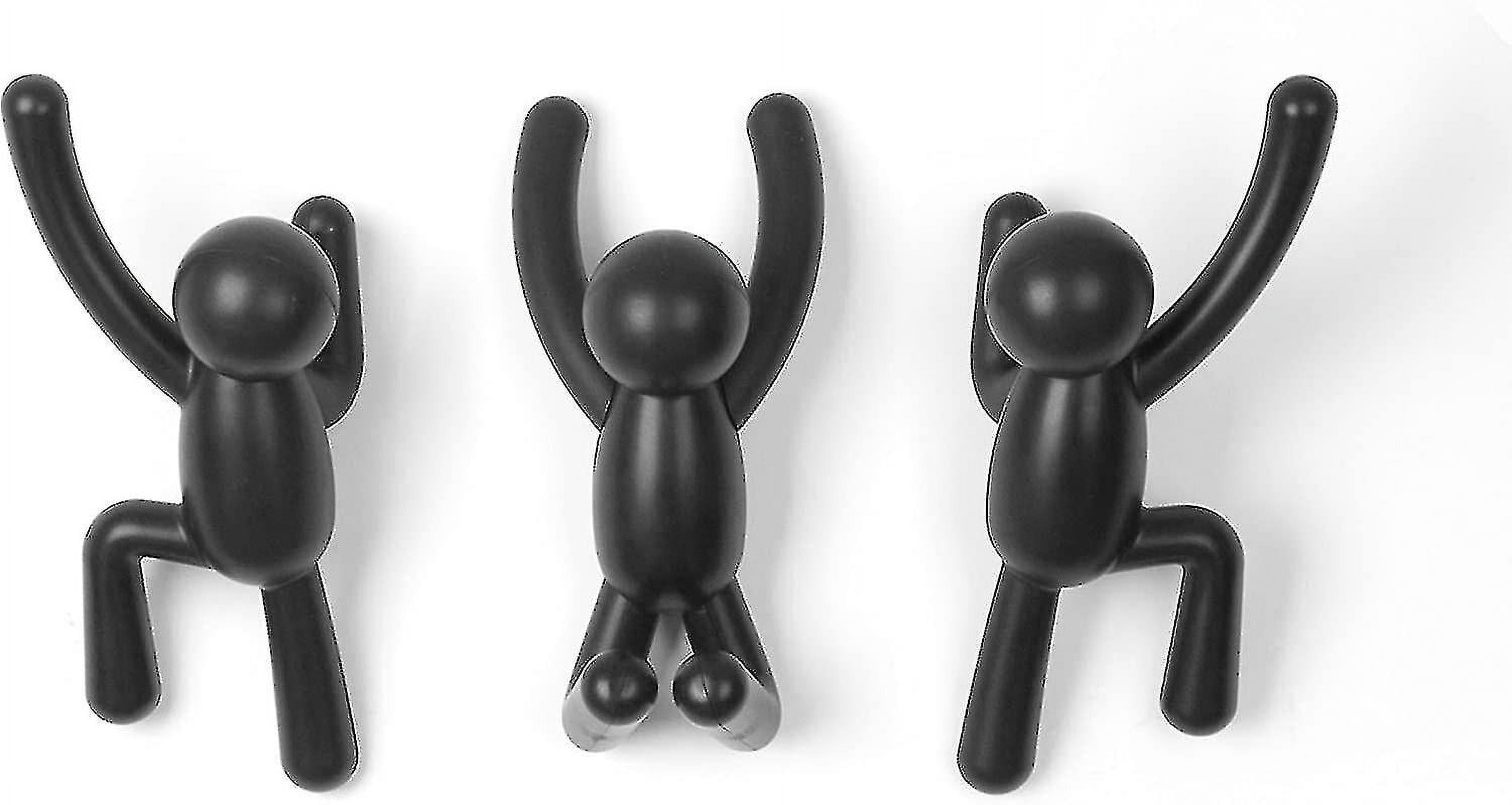 Black Plastic Buddy Wall Hooks Set of 3