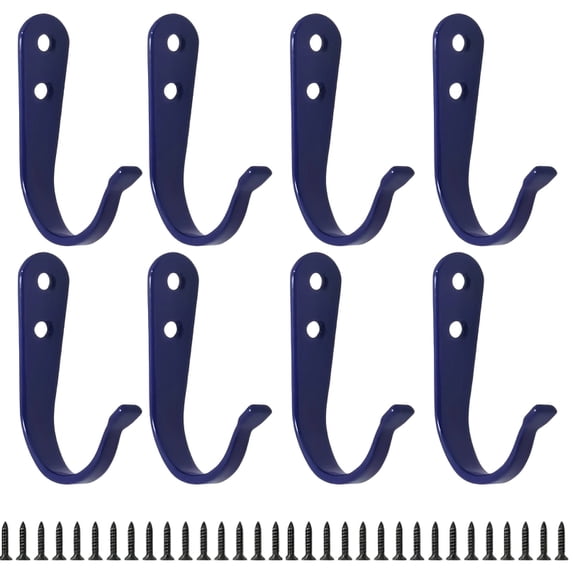 Wall Hooks, Deep Blue Iron Wall Mount Hooks, 20 Pack Decorative Heavy Duty Hooks with 40 Mounting Screws, for Hanging Coats Towels Keys Robes Bags in Entryway Bedroom Bathroom Closet Garage