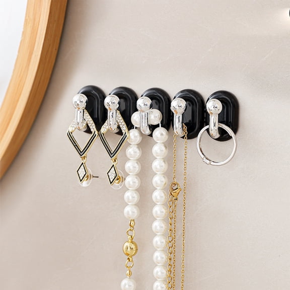 Wall Hooks Detachable No Drill, Rvkxad Multi Purpose Wall Hooks Strong Solid Adhesive, 3.5x1x0.8 Inch Plastic Hooks for Kitchen Bathroom Entryway, Black