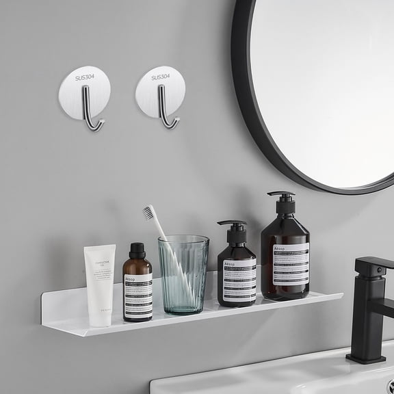 Wall Hooks For Hanging Stainless Steel Towel Hooks For Bathrooms Kitchen Walls No Damage Heavy Duty Shower Coat Hook, 4.5x4.5 cm, Whit32