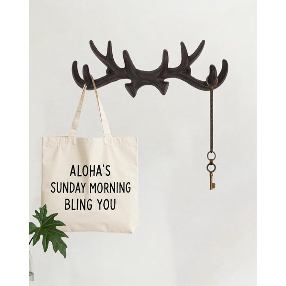Wall Hooks for Hanging - Cast Iron Vintage Wall Decor Coat Rack - Vintage Rustic Design Hat Hooks for Kitchen, Entryway - Handmade Heavy Duty Key Hook (Dear Antlers)
