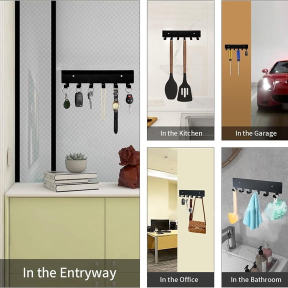 Wall Hooks for Hanging – Heavy Duty 6-Hook Coat Rack Wall Mount, Metal Key Holder Entryway Organizer for Coats, Towels, Bags,Keys – Bathroom, Kitchen,Living Room, Bedroom Hallway Decor