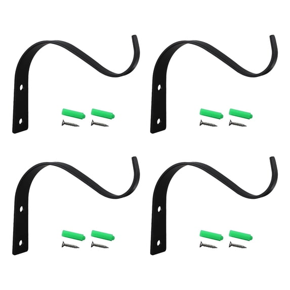 Wall Hooks for Hanging Plant Lanterns, Heavy Duty Outdoor Hanging Brackets, Plant Hanger Fence Metal Bracket for Wind Chimes, Sconces, Light Outdoor Indoor Rustic Home Decor, 4 Set, 4.5x3.54"