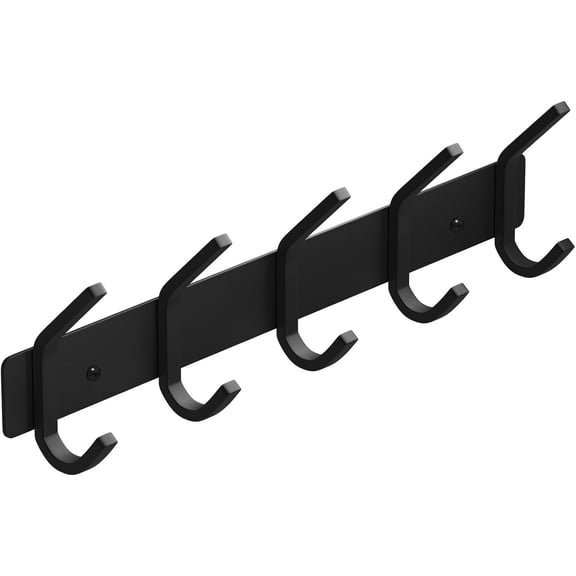 Wall Hooks, Heavy Duty Aluminum Towel Hooks for Hanging Coat, Hat, Key, Clothes, Closet Hook Wall Mount for Kitchen, Bathroom, Office (C Shape Coat 5 Hooks 1 Pack)