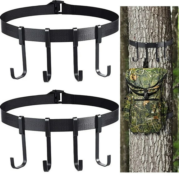 Wall Hooks,Hunting Tree Hook Black Stand On Trees Tree Stand With 4 Pieces Of Metal Hooks Tree Stand Accessories For Hanging Hunting Equipment From Trees