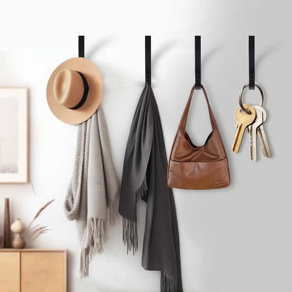 Wall Hooks, Large Heavy Duty Black Coat Hooks Wall Mount Metal Towel Hooks Holder Coat Hanger Double Hooks with Screws for Hanging