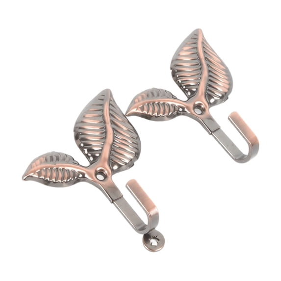 Wall Hooks, Leaf Shape Decorative Metal Hangers for Home Organization Curtain Tieback Coat Hat Keys Towel Hanging Rack Wall Mounted Art Decor Accessory Gold 2 pcs Set