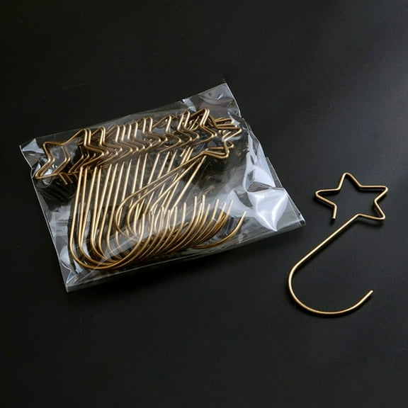 Wall Hooks,Multi-purpose Metal Star Shape Hooks Christmas Tree Holder Decoration Gold 20PCS