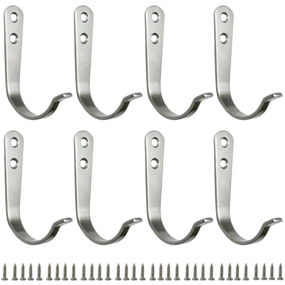 Wall Hooks, Silver Iron Metal Wall Mount Hooks, 20 Pack Heavy Duty Single Hangers with 40 Mounting Screws, for Hanging Coats Towels Bags Keys Robes in Entryway Bathroom Bedroom Kitchen Home Office