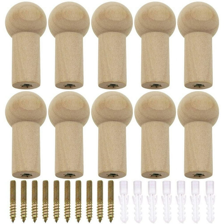 Wall Hooks Wood Coat Hooks, 12-PCS , Wooden Hooks for Hanging Towels, Hats  and Clothes 