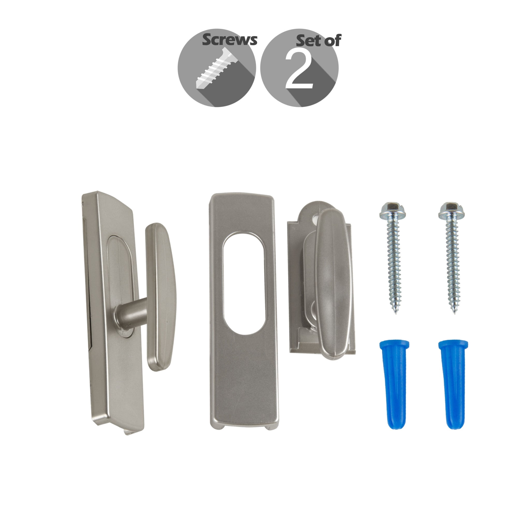 Wall Hooks with Screws (Set of 2) - Satin Nickel