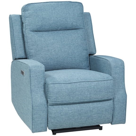 Wall Hugger Recliner Armchair with USB Charging Port, Standard Powered Design, Retractable Footrest, Linen Upholstery