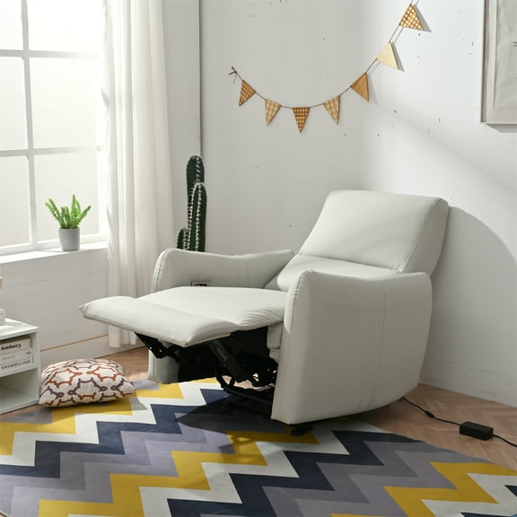 Wall Hugger Recliner,Power Recliner Chair,Electric Recliner for Living Room,PU Leather Reclining Armchair for small space,Reclining Sofa for Bedroom/Apartment/RV,with USB Port(Type-C) (Lig