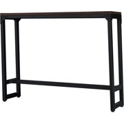 Wall Hugging Bar Table for Small Spaces - Minimalist Contemporary Dark Brown Wood 55.1 Inch, Stylish Modern Space Saving Cocktail Table with Metal Legs