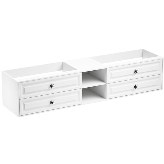 Wall Hung Bathroom Vanity Cabinet | Double Sink Fit, Maximizes Bathroom Space | High - quality ABS, Steel, Wood & PVC | Frees Floor Space for Easy Cleaning