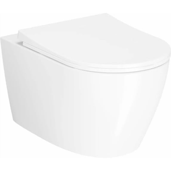 Wall Hung Toilet with Modern Wall Mounted Design, Soft Closing Seat, Dual Flush Comfort Height, Ultra Thin Cover, White Raised Edge Toilet Seat$$Tools & Hardware Other