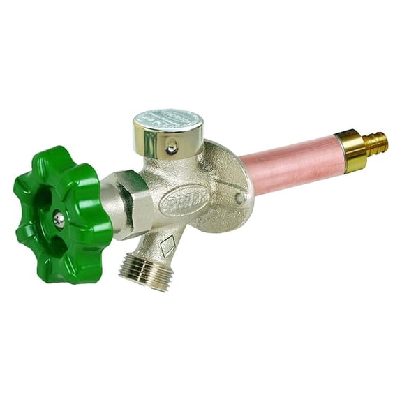 Wall Hydrant 10 Inch - Anti Siphon Outdoor Faucet - Quarter Turn Hose Bib - 1/2 Inch PEX Crimp Connection - Durable Metal Construction for Residential Yard & Garden
