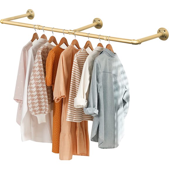 Wall Industrial Pipe Clothes Racks, DIY Floating Hanger Rustic Home Pipe Decor, Mounted Closet Storage Organizer Holder Systems, Heavy Duty Garment Rod Pole For Cloakrooms Bathroom Black Iron