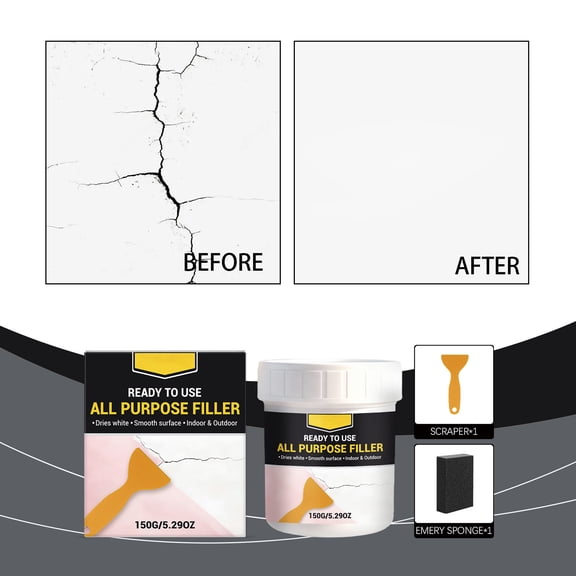 Wall Kit with Filler Tools for Gypsum, Wood, Brick, and Masonry – Easy Crack and Hole for Home DIY