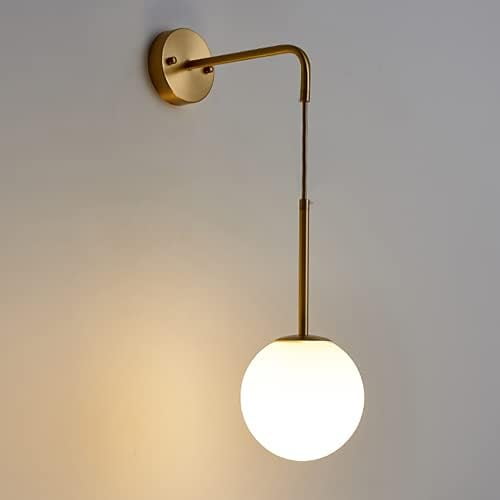 Mrdsre Retro Vintage Brass Wall Lamps For Bedroom, Green Glass - View #13