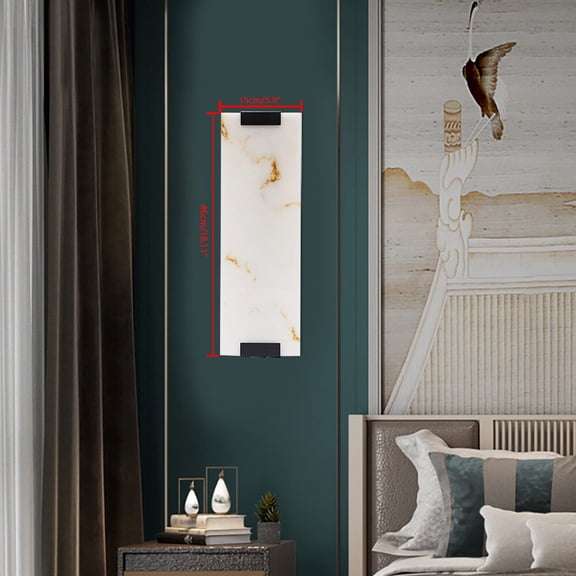 Wall Lamp Hand Carved Alabaster Rectangular Sconce Room Lighting Home Decor