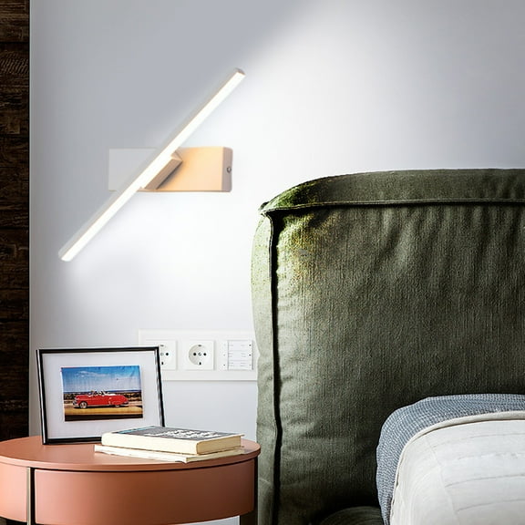 Wall Lamp Plug In,Plug In Vanity Light,LED Plug Wall Sconces,with 6W Mounted Reading Lights,3 Color Temperatures,Lighting Brightness 330°Rotation Wall Lamps(White 12in)from ANMUYUM