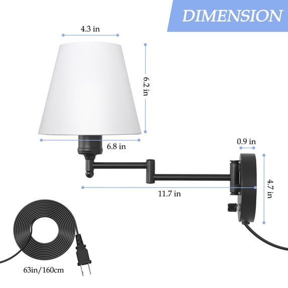Wall Lamp (Set Of 2), Swing Arm Wall Lamp, Modern Reading Wall Lamp For Corridors, Bedrooms And Living Rooms