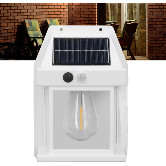 Wall Lamp, Solar Induction Wall lamp Warm Light, Solar Tungsten Wire Waterproof Led Solar Powered Wall Lights for Deck, Fence, Garage, Barn, Shed, Patio, Door and Yard(White)