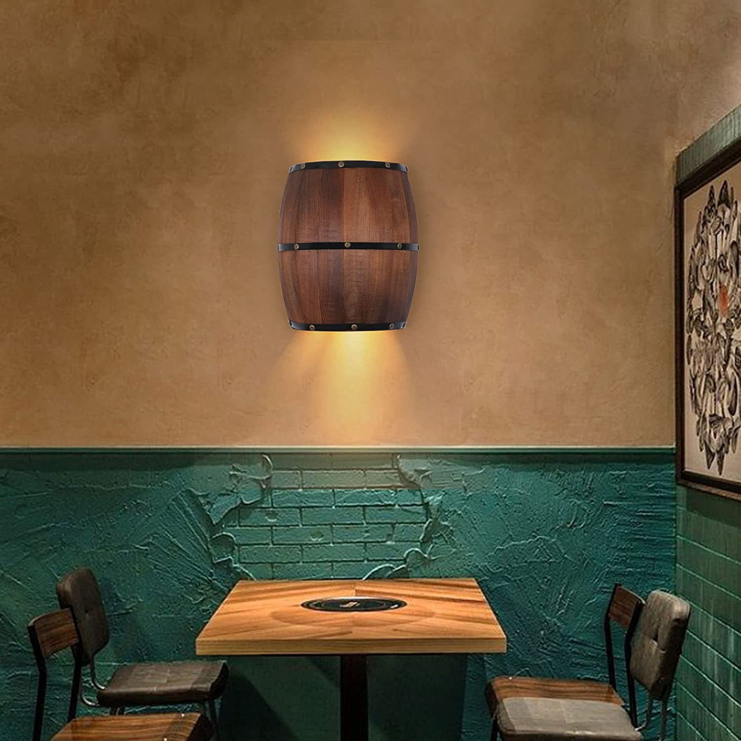 Wall Lamp Wood Country Wine Barrel Wall Lights Lighting Farmhouse Style