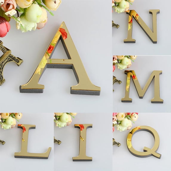Wall Letters, Gold Letter Decor, 6inAcrylic Mirrored Material, LettersforWall, Wedding Backdrop Arrangement, Metallic Gold, 1 Pc