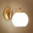 thumbnail image 1 of Wall Light Indoor, Modern E26 Wall Sconce with Globe Glass Ball,1 Light, Vintage Metal Bedside Wall Lamp Fixtures for Living Room Bedroom Bathroom Hallway,Gold, 1 of 6