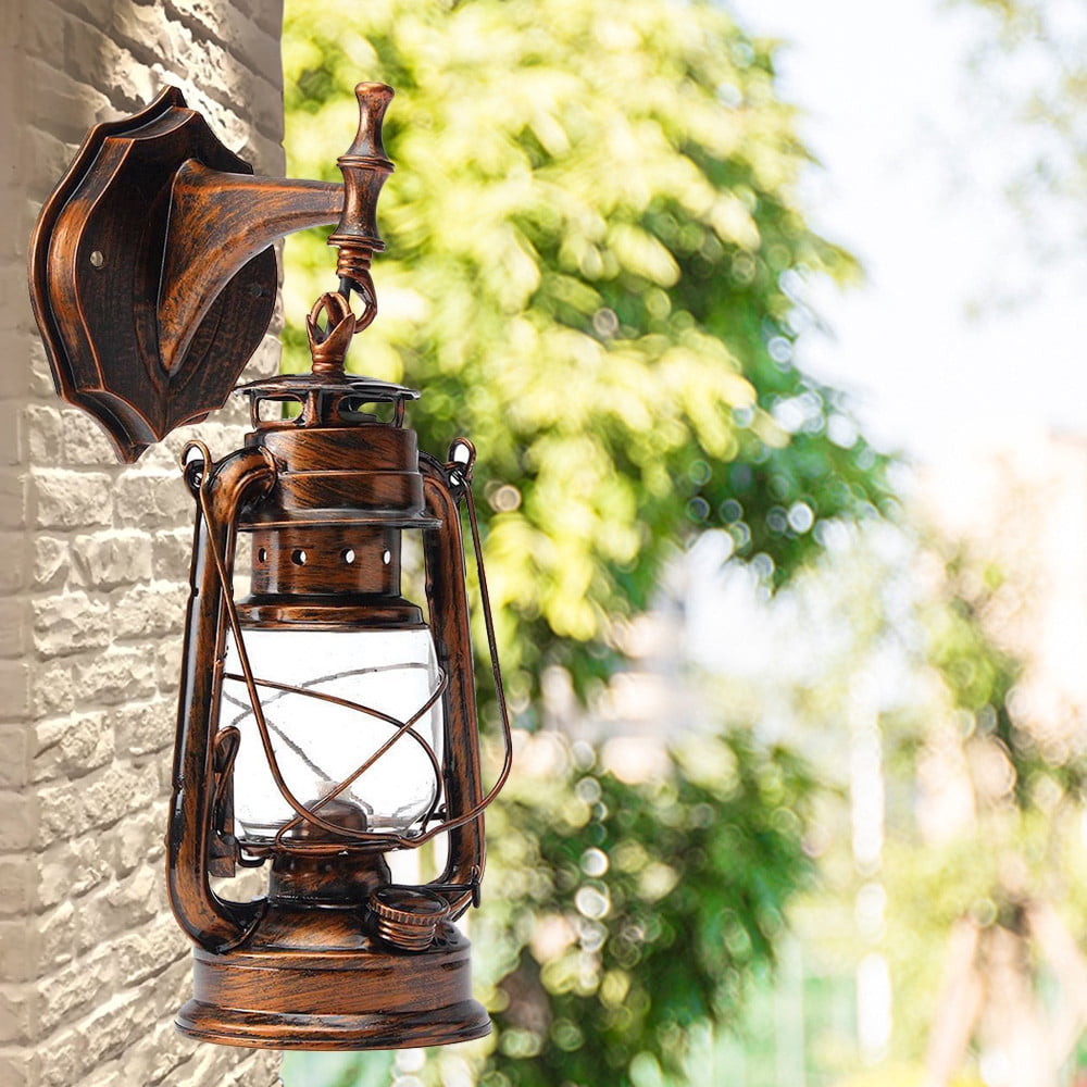 Wall Light Vintage Lantern Sconce Porch Hanging Lamp Fixture Outdoor Bronze 165-265V 5W 18*18*38cm for Hallways, Cafes, Entrances