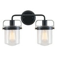thumbnail image 1 of Wall Light for 60W Bulb Farmhouse Metal Sconce w Glass Shade Matte Black, 2-Light Sconce, 1 of 10