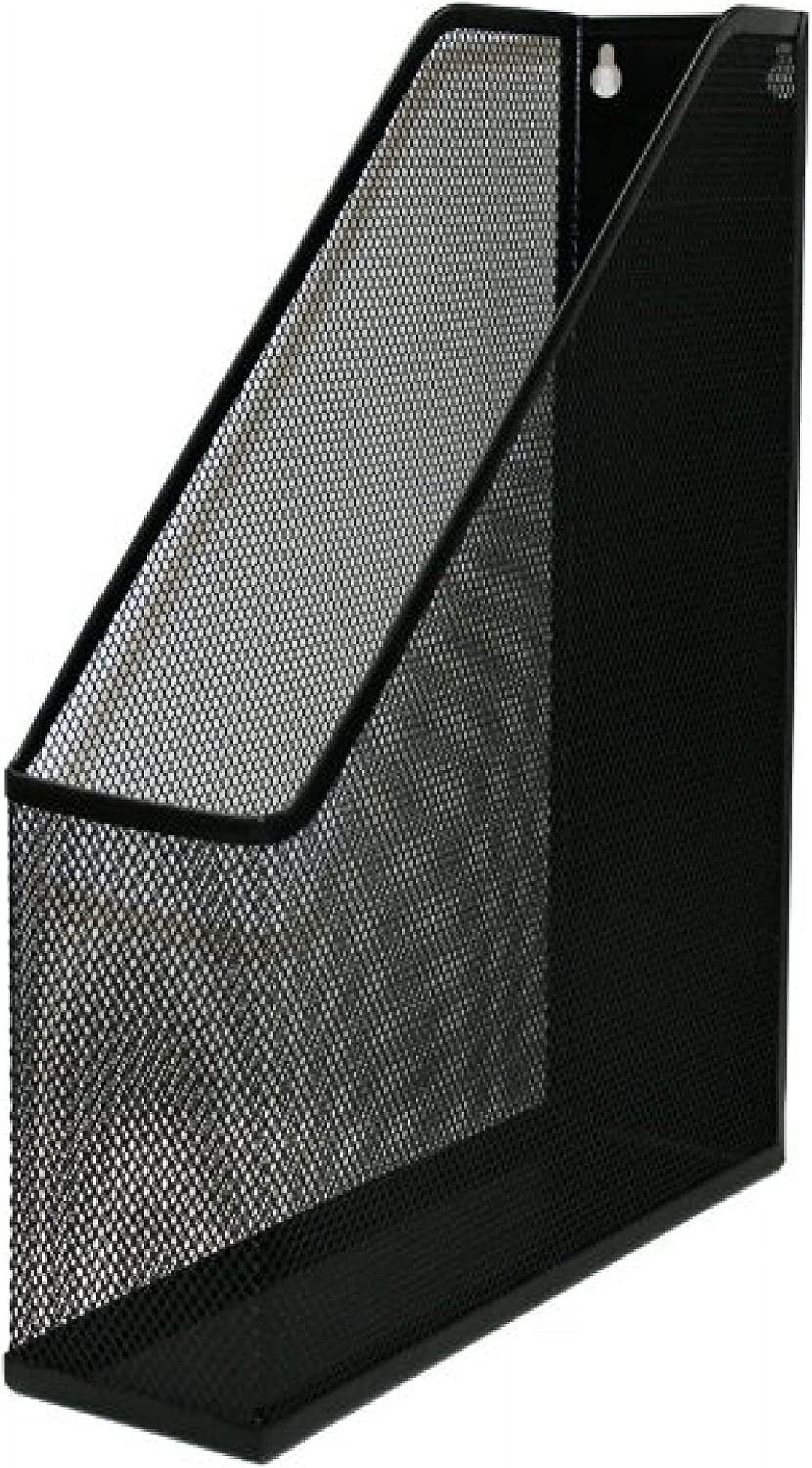 Wall Magazine Holder Desk Organizer Rack Keeps Up To 20 Magazines Upright, Steel Mesh Magazine ...