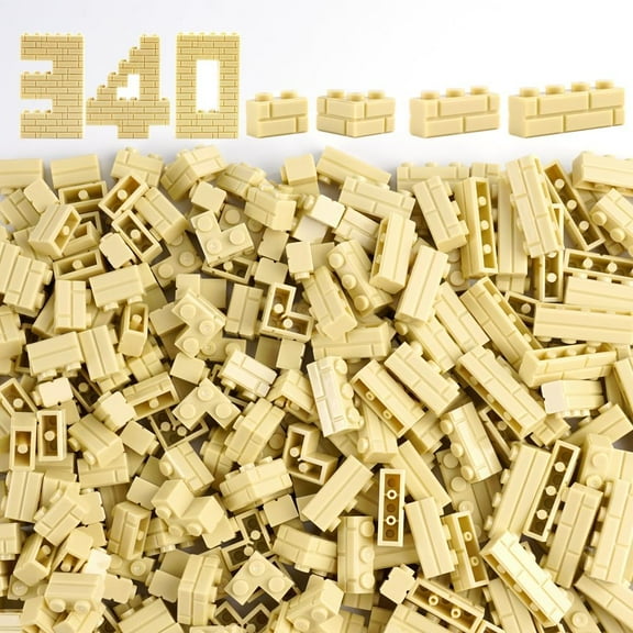 Wall Masonry Profile Bricks Parts: 340 PCS Classic Wall Accessories Building Block(Beige)