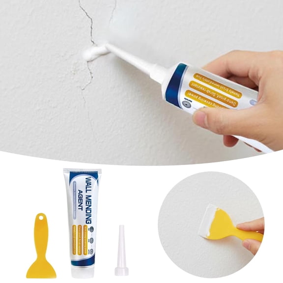 Wall Mending Agent Kit with Scraper & Nozzle - White Drywall Spackling Paste for Holes, Cracks & Drywall Repairs, Quick-Dry Wall Repair Cream for Living Room, Bedroom & Bathroom
