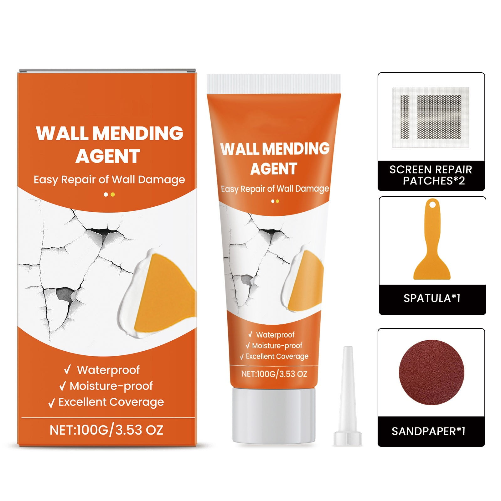 Wall Mending Agent,Spackle Wall Repair Kit,Drywall Repair Patch Kit,Simple Small Wall Hole FillerEfficient Crack Repair,Wall Putty Paste,Plaster Ceiling Repair