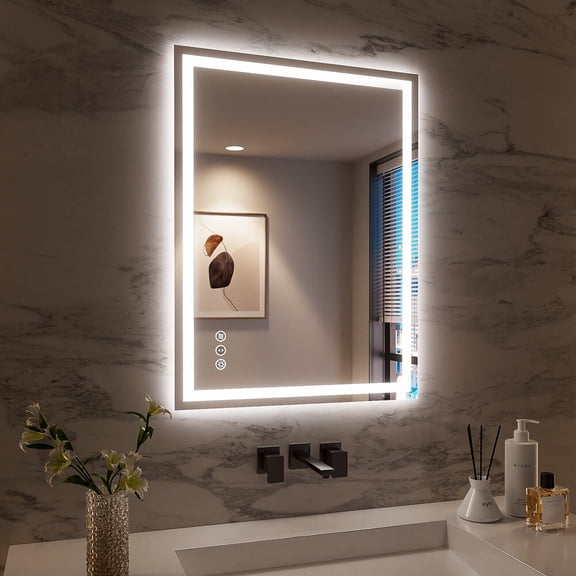 Wall Mirror, 24x32 Inch Frameless LED Bathroom Mirror,Smart Mirror, White Bathroom Mirror,Tempered Glass Medicine Cabinet, Household Supplies & Décor Mirrors Bathroom Mirrors