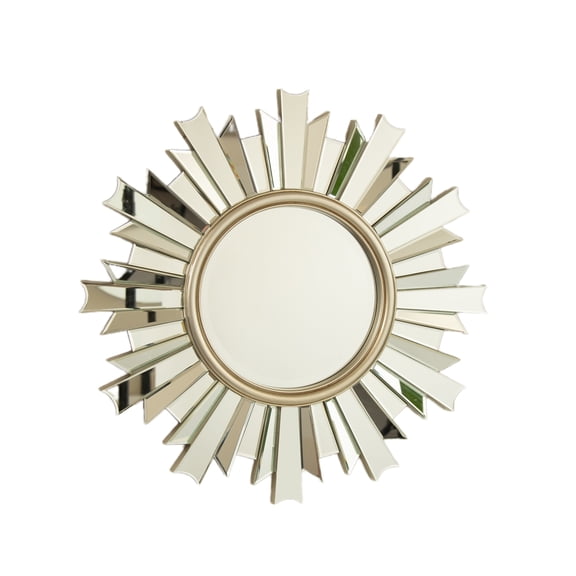 Wall Mirror 26'' HenGis Mirror, Wall-mounted Sunburst-shaped PU Art Decorative Mirror, Suitable for Bathroom, Bedroom, Living Room, Corridor, Entryway, etc.,Decorative Wall Mirror