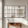 thumbnail image 1 of Wall Mirror 30" x 55", Window Pane Grid Mirror Modern Style for Bedroom, Living Room, Bathroom, Rectangular Black Aluminum Framed, 1 of 8