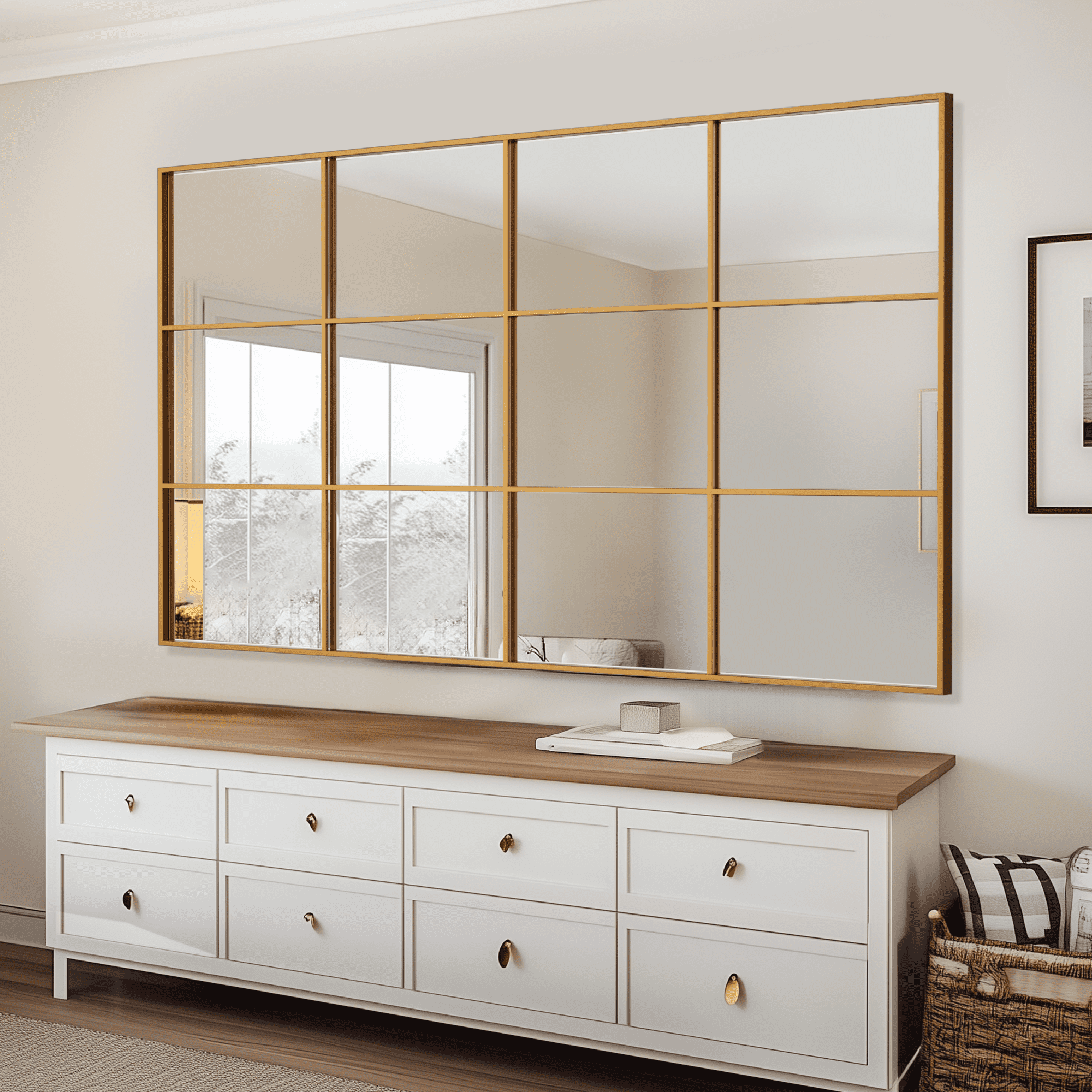 Wall Mirror 36" x 72", Window Pane Grid Mirror Modern Style for Bedroom ...