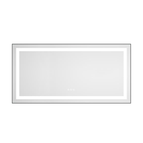 Wall Mirror, 48 x 24 Inch LED Bathroom Mirror with Front and Backlight, Wall Mounted Vanity Mirror with Aluminum Frame, Anti-Fog, Memory, 3 Colors, Stepless Dimmable, Gun Ash Bathroom Mirror